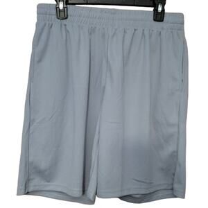 Jump Start Gray Elastic Waist Pockets Longer Style Athleisure Athletic Shorts -M